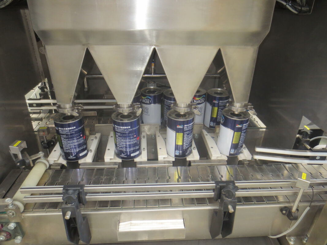 1-4L Fully Automatic Electric Tin Can Filling Casing Palletizing Wrapping Line for Chemical Liquid Gear Motor Engine PLC Core